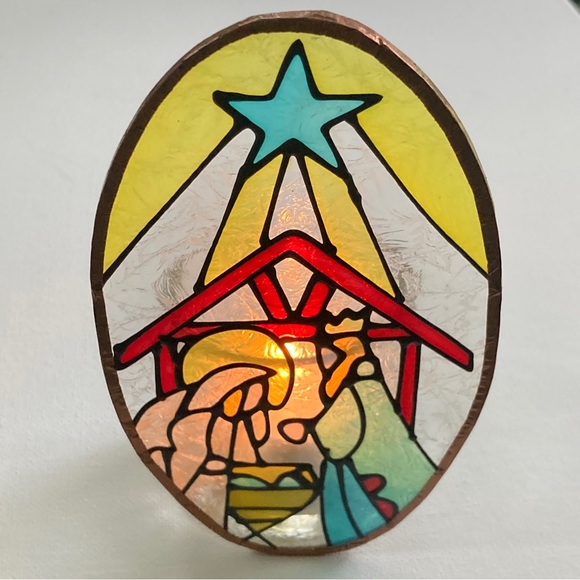 Vintage Stained Glass Nativity Candle Holder - Picture 11 of 11